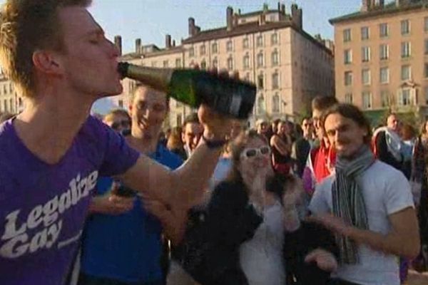 Les partisans du mariage gay ont fêté l'événement place bellecour.