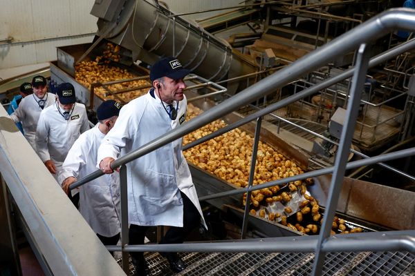 Le président de la République, Emmanuel Macron, était dans la Marne, ce 13 mai 2024, dans l'usine de McCain à Matougues.