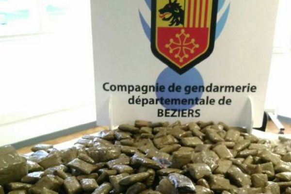 68 kilos de résine de cannabis saisis par les gendarmes de l'Hérault - 25 janvier 2018.