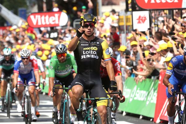 Dylan Groenewegen, vainqueur de la huitième étape du Tour de France, le 14 juillet 2018 à Amiens.