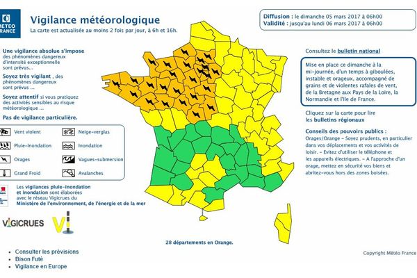 Bulletin du dimanche 5 mars à 6h