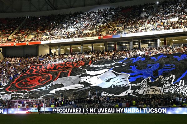 Les tribunes du Groupama stadium lors de la rencontre OL/OM 