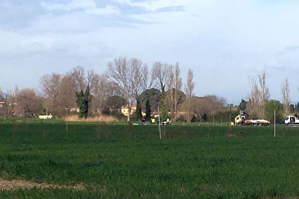 Corneilla-del-Vercol (Pyrénées-Orientales) - le lieu du crash de l'avion - 27 février 2020.