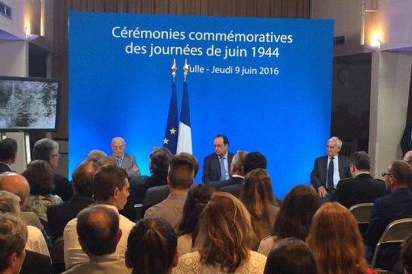 François Hollande assiste aux 72ème commémorations des pendus de Tulle