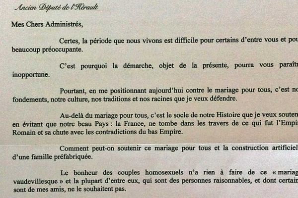 Extrait de la lettre de Christian Jeanjean envoyée aux 6.000 habitants de Palavas - avril 2013.