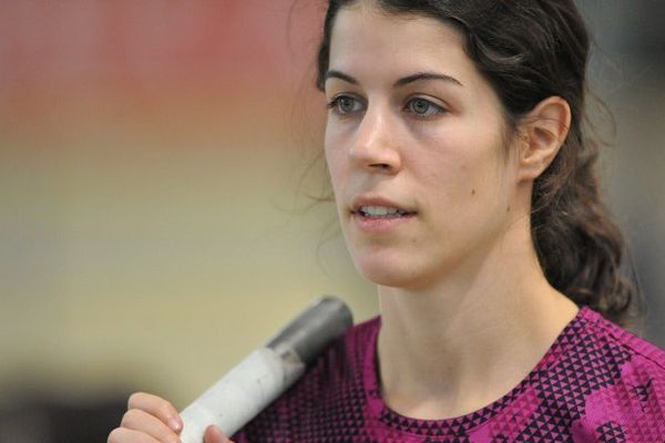 Marion Fiack lors des championnats de France d'athlétisme en salle élite, à Aubière (Puy-de-Dôme, le 21/02/2015.