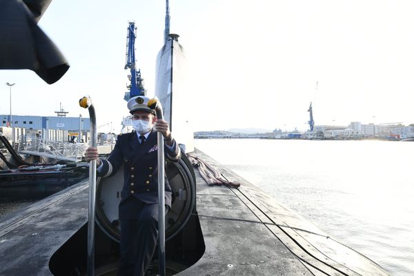 Transfert du sous marin Suffren à la marine nationale en présence de la ministre des Armées Florence Parly, le 6 novembre 2020 à Toulon.