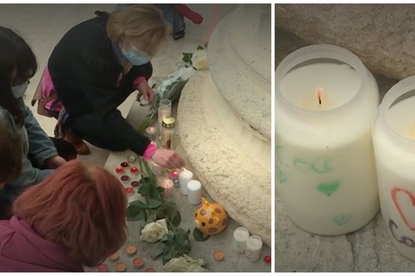 Des bougies ont été déposées devant le palais de justice de Reims. 