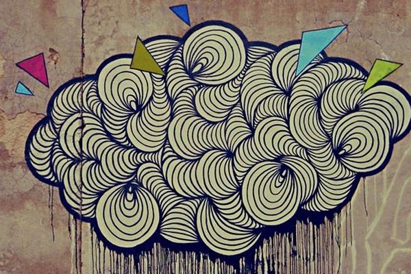 Un nuage dans sa version graffée par l'artiste STR-ONE 