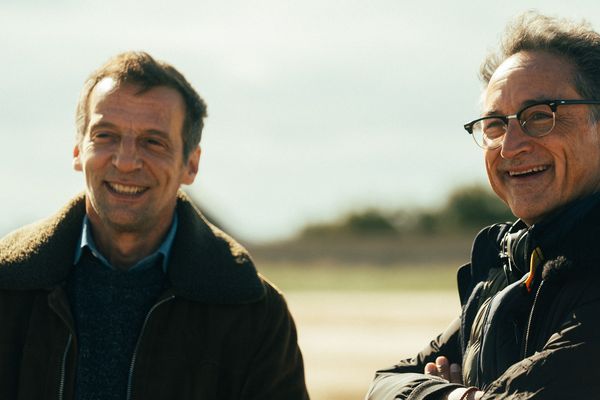 Mathieu Kassovitz et Thierry Klifa, lors du tournage du film "Les Rois de la Piste".