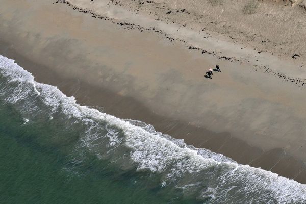 Vue aérienne d'une plage à Penvins dans le Morbihan