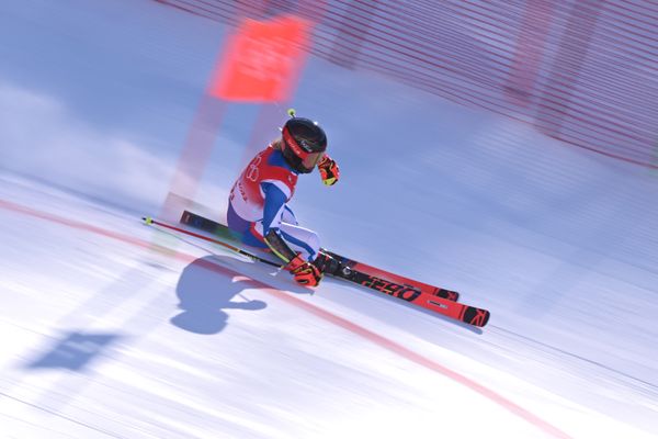 La skieuse Tessa Worley sur l'épreuve du géant parallèle par équipe dimanche 20 février aux JO 2022 de Pékin.