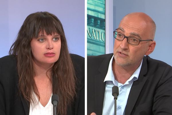 Alma Dufour (LFI-NUPES) et Guillaume Pennelle (RN) candidats au 2e tour des législatives dans la 4e circonscription de Seine-Maritime sur le plateau de France 3 Normandie