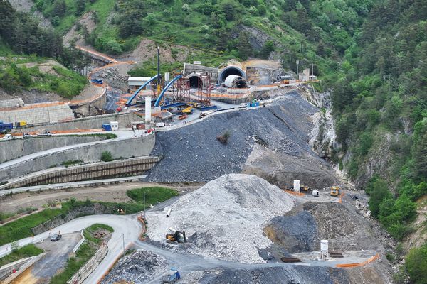 Le chantier du tunnel de Tende côté français.