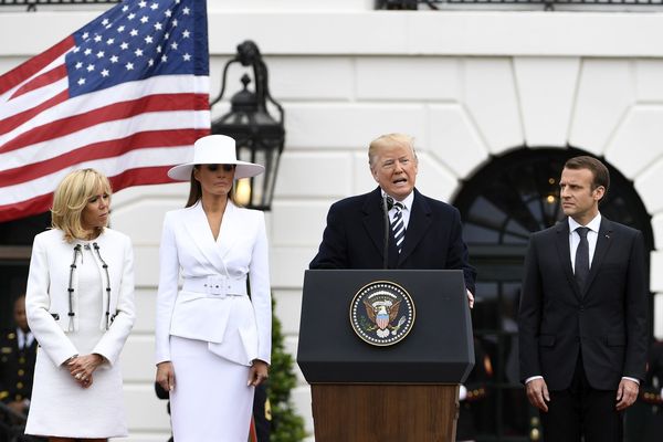 Les couples Trump et Macron à la Maison Blanche - 24 avril 2018.