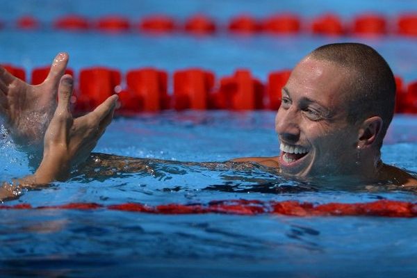 Barcelone (Espagne) - Frédérick Bousquet, un Catalan en bronze en 50m papillon aux Mondiaux de natation - 29 juillet 2013.