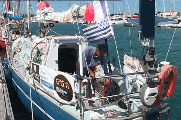 Loïc Lepage sur son bateau Laaland