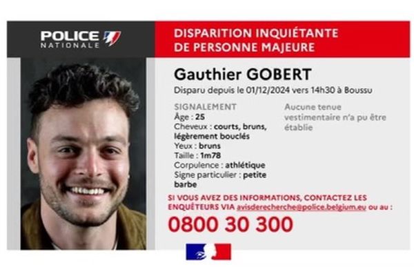 La police fédérale a émis un avis de recherche suite à la disparition inquiétante de Gauthier Gobert à Boussu.