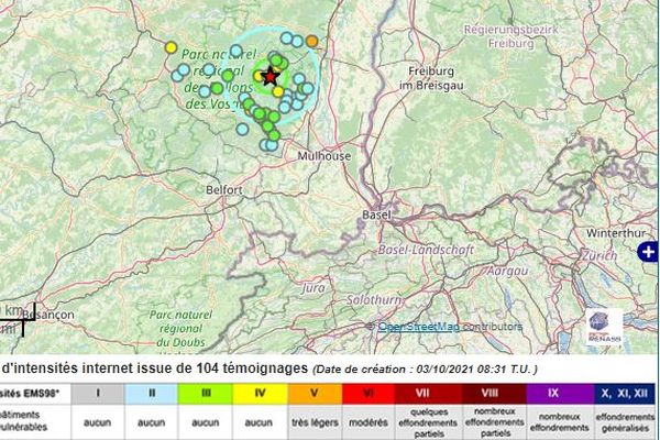 Le séisme dont l'épicentre se situe au Grand Ballon a été ressenti jusqu'à une trentaine de kilomètres alentour.