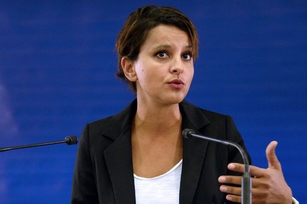 Najat vallaud-Belkacem pendant sa conférence de presse sur la rentrée 2014