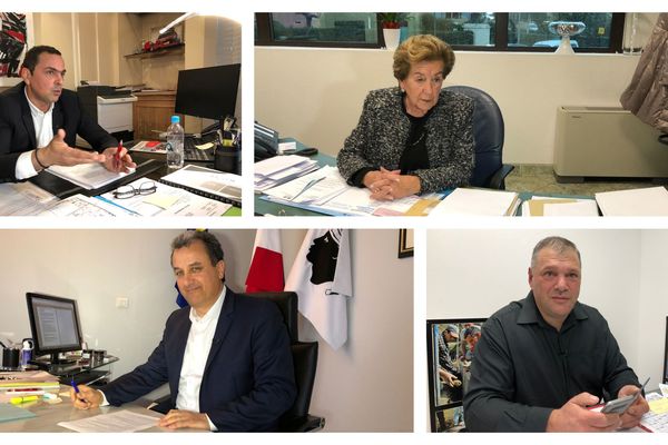 De gauche à droite et de haut en bas: Charles Zucarelli, président du MEDEF; Anne-Marie Natali, maire de Borgo; François Tatti, président de la communauté d’agglomération de Bastia; Jean Charles Martinelli président de la Chambre régionale de métiers de la Haute-Corse.