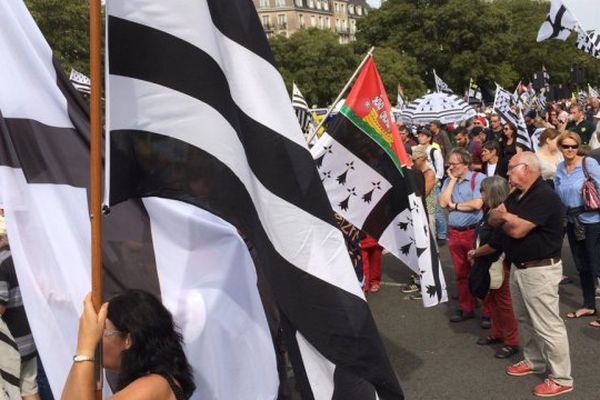 Des militants pour la réunification de la Bretagne dans les rues de Nantes ce samedi après-midi