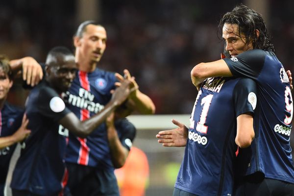 L'équipe du PSG victorieuse, à l'issue du match face à Monaco, lors de la quatrième journée de Ligue 1.