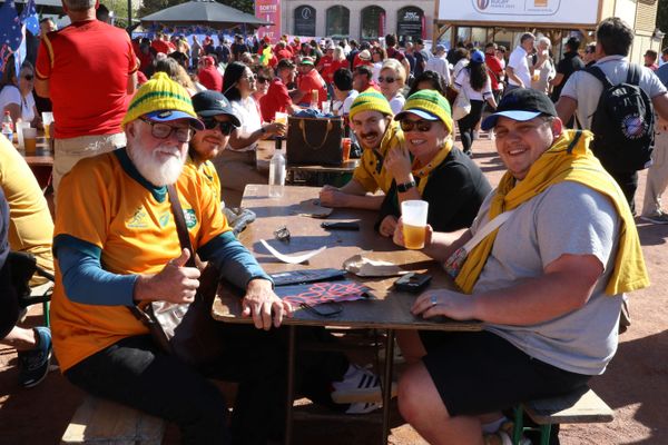 Pour le match de poule, Pays de Galles - Australie, le 24 sptembre au groupama stadium de Lyon, les fans gallois et australiens avaient envahis dès le début de la matinée les rues du centre et du vieux Lyon.