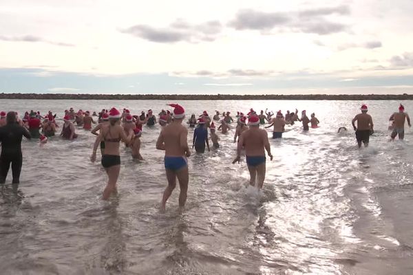 Un bain hivernal pour célébrer Noël.