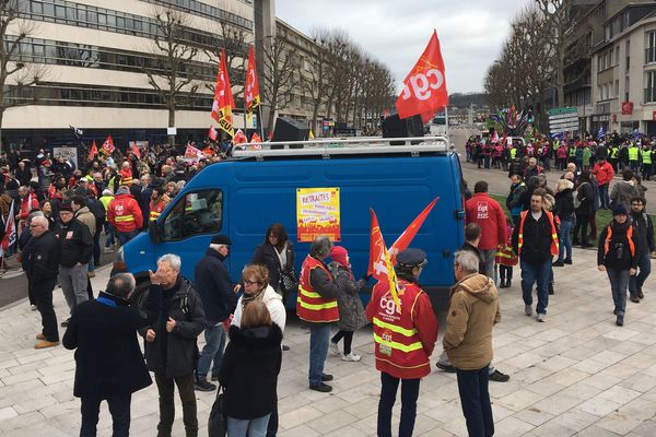 Jeudi 20 février 2020, à Rouen. Le cortège s'est rassemblé cours Clémenceau.