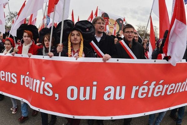 Une manifestation contre la fusion des régions a été organisée le 13 décembre à Strasbourg