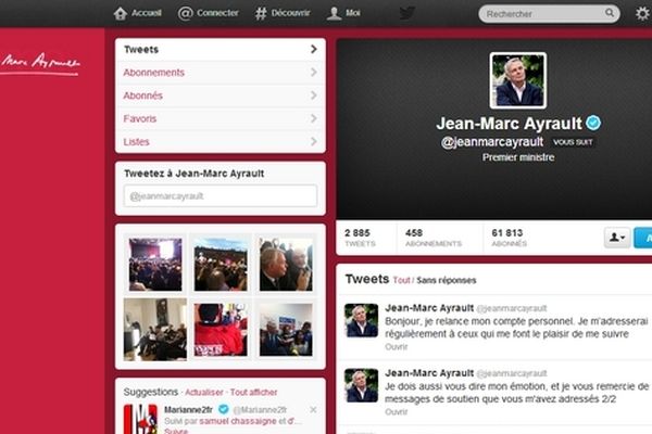 Capture écran du compte Twitter personnel de Jean-Marc Ayrault