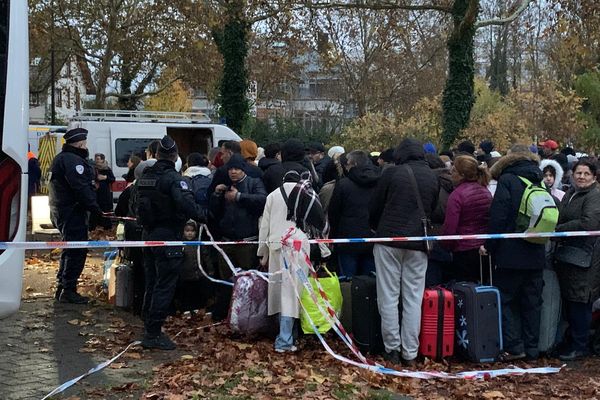 Le camp de Krimmeri-Meinau en cours d'évacuation, à Strasbourg, mardi 19 novembre 2024.