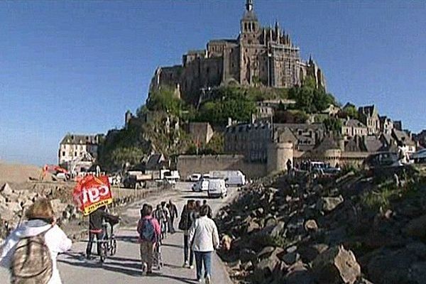 Manifestation des salariés du Mont-Saint-Michel, ce lundi 3 juin