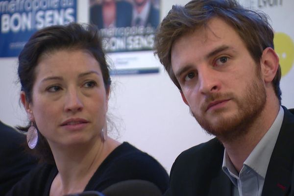 Andréa Kotarac, ex-insoumis, candidat RN à la présidence de la Métropole, au côté d'Agnès Marion, candidate RN dans la circonscription Lyon Sud-Est   