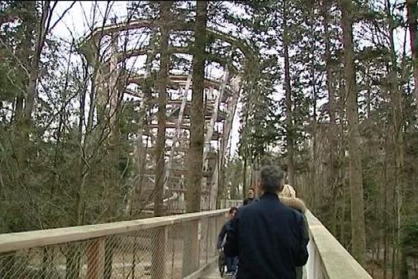 Le sentier qui amène au sommet de la tour panoramique à Bald Wilbad en Forêt Noire en Allemagne