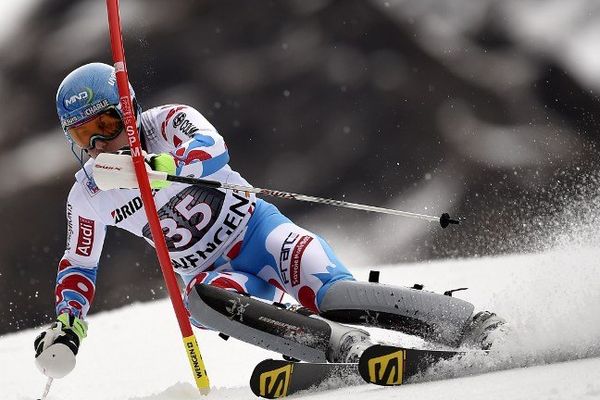 Victor Muffat-Jeandet lors de l'épreuve du slalom de la Coupe du monde à Wengen 