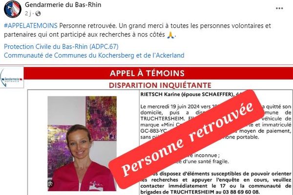 Personne disparue retrouvée.