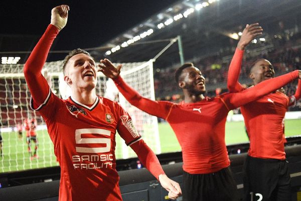 La joie des Rennais après leur victoire face à Toulouse