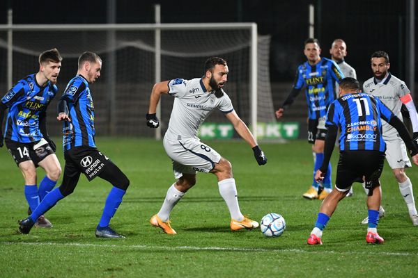 Le Havrais Himad Abdelli auteur du seul but de la rencontre face à Chambly à Beauvais mardi 5 janvier 2021