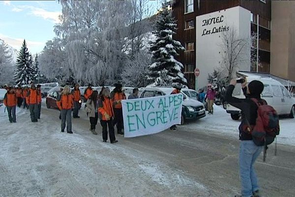 Grève des pisteurs et mécaniciens de la station des Deux-Alpes, le 17 février 2016