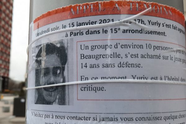 Le jeune garçon âgé de 15 ans s'est fait violemment tabasser le 15 janvier dernier dans le XVe arrondissement de Paris.