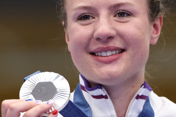 Camille Jedrzejewski à la finale féminine de tir 25 m des Jeux olympiques de Paris, à Châteauroux.