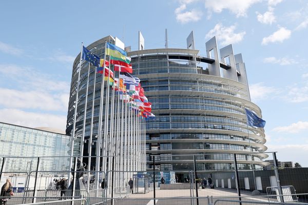 Le bâtiment du Parlement européen à Strasbourg, le 22 avril 2024. (illustration) conçu par les architectes Martin Robain, Rodo Tisnado, Jean-François Bonne, René Henri Arnaud,Alain Bretagnolles. (Architecture Studio)