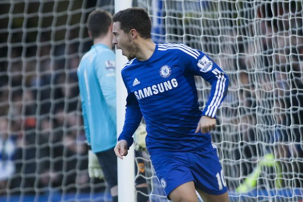 L'attaquant de Chelsea Eden Hazard, après avoir inscrit un but en Premier League face à Hull City, en décembre dernier. 