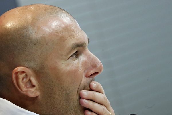 Zinédine Zidane à la conférence de presse d'avant-match à Madrid.