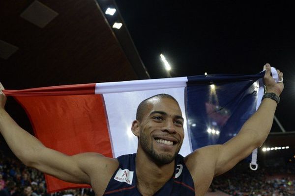 Benjamin Compaoré, après son titre en triple saut aux championnats d'Europe d'athlétisme à Zurich le 14 août 2014.