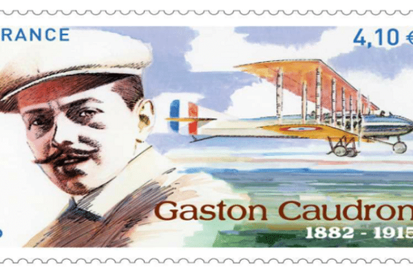 Le timbre hommage au Picard Gaston Caudron, mort dans l'un de ses avions en 1915.