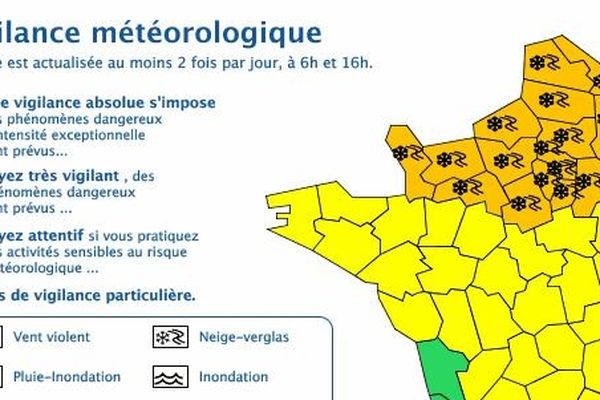 Météo-France a émis un message d'alerte-orange qui restera en vigueur jusqu'à jeudi matin.