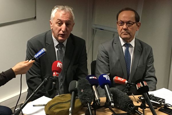 Eric Bouillard, le procureur d'Angers, et Christian Gillet, le président du conseil départemental du Maine-et-Loire, le 10 février 2020 